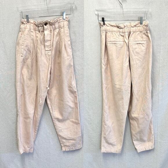 Free People Margate in Misty Rose pleated paperbag trouser Small - Picture 6 of 13